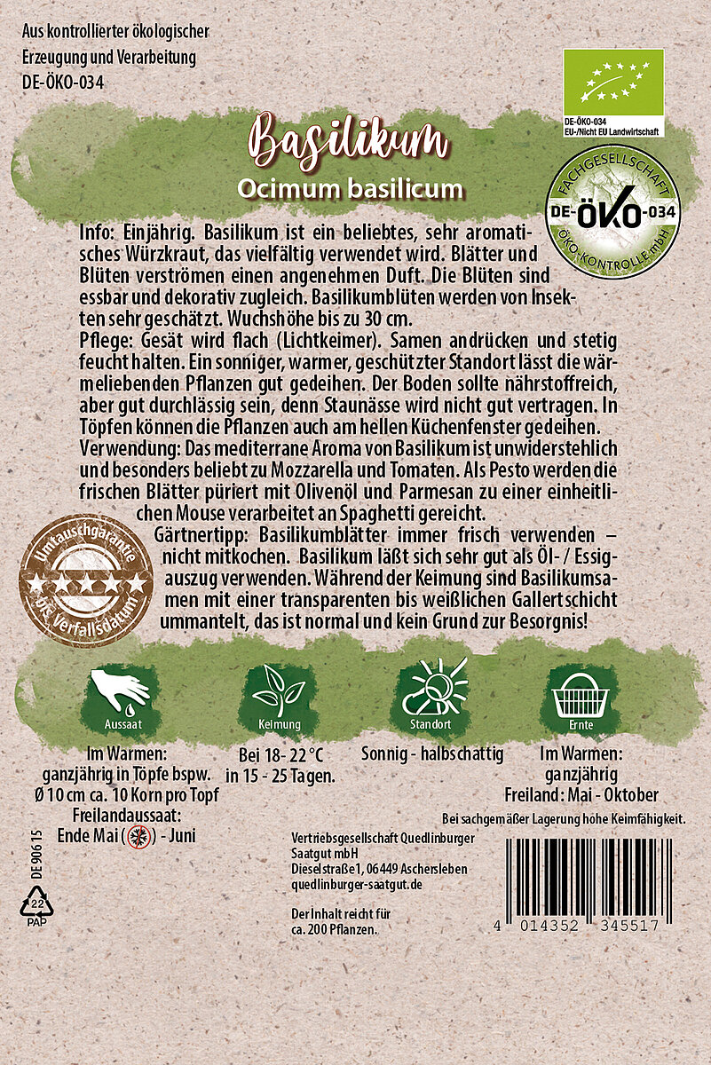 Basilikum - Vertriebsgesellschaft Quedlinburger Saatgut mbH